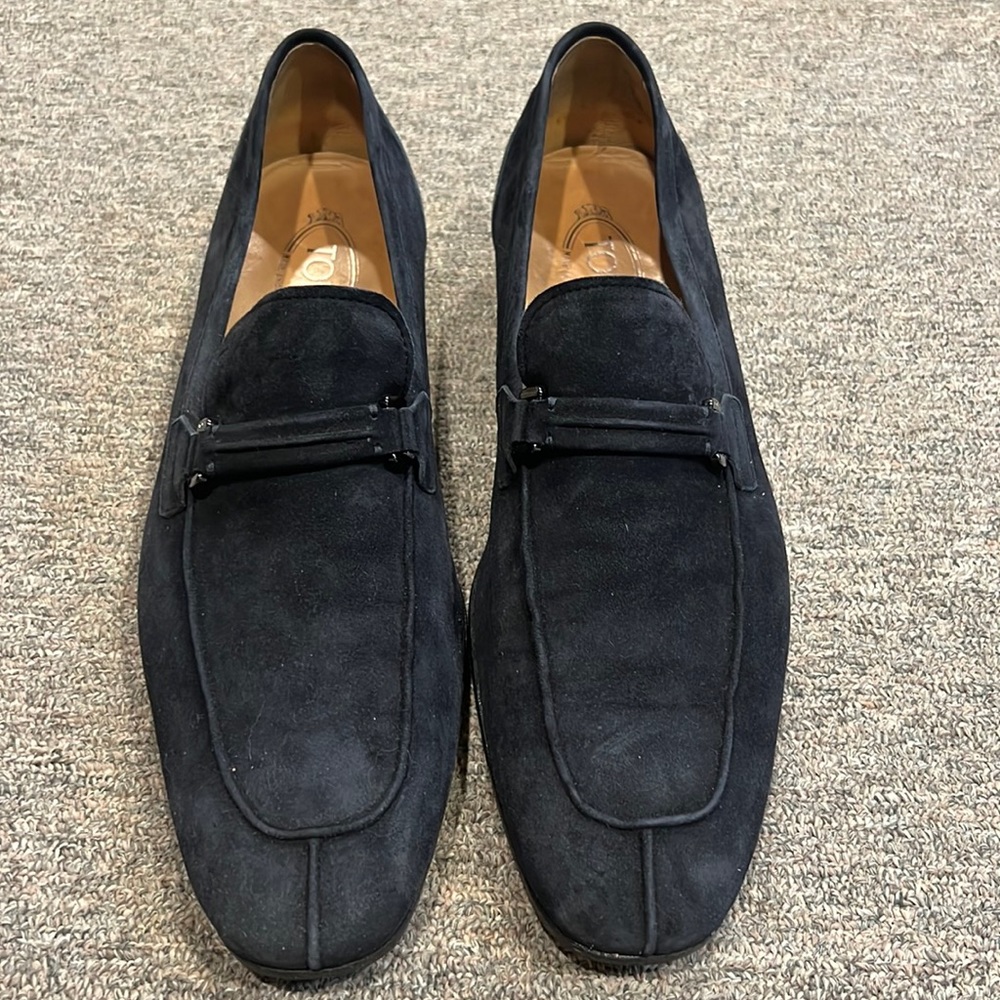 Tod's men blue suede dress shoes